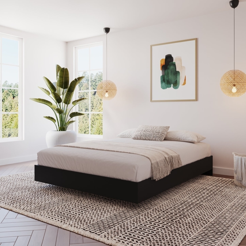 Low Profile Platform Bed Matte Finish Headboardless Minimalist