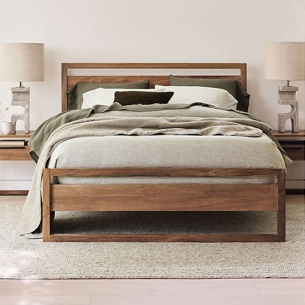 Low Profile Platform Bed with Solid Rectangular Headboard