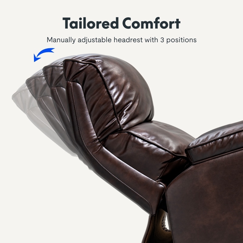 Manual 3 Position Adjustable Headrest Recliner In Dark Brown