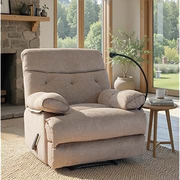 Manual Fabric Recliner with Pillow Top Arms and Extra Wide Seat