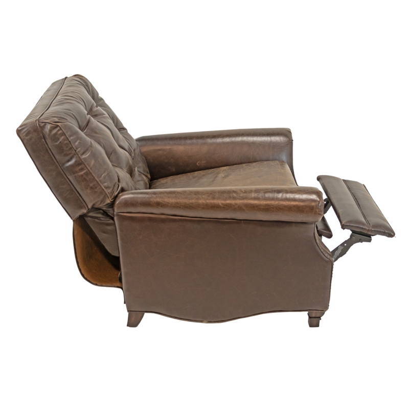 Manual Leather Recliner, Distressed Leather-Like with Rolled Arms