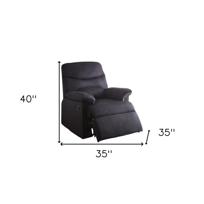 Manual Recliner 35 Inch Wide Black Split Back Pillow Top Arms