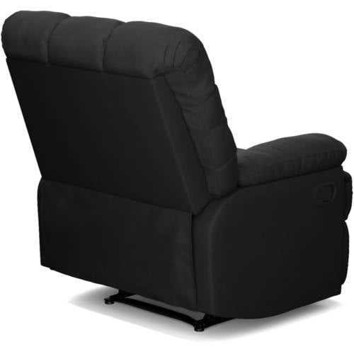 Manual Recliner Black Microfiber Tiered Backrest Rolled Arms
