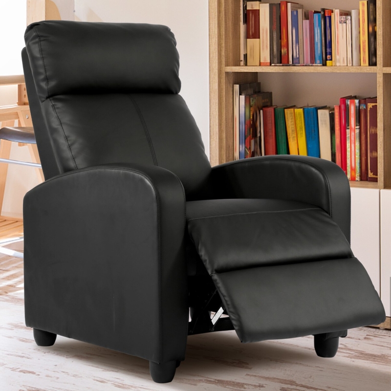 Manual Recliner Chair Contoured Headrest Integrated Footrest