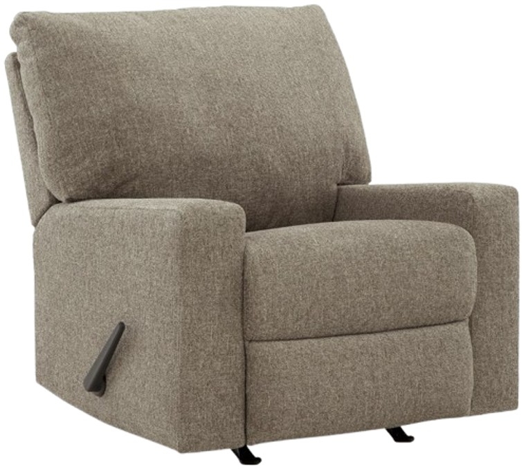 Manual Recliner Chair Hemp Tan Woven Fabric Track Arms Rocker Base