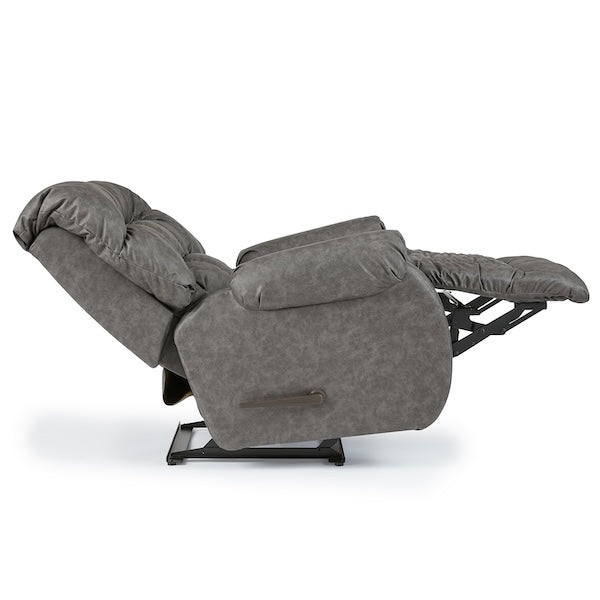 Manual Recliner Chair, Slate Grey Mottled Leather-Like, Tiered Back