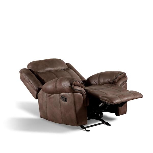 Manual Recliner Chair With Glide Overstuffed Brown Microsuede