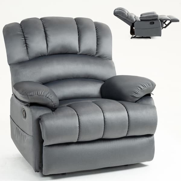 Manual Recliner Chair with Side Pocket and Segmented Back