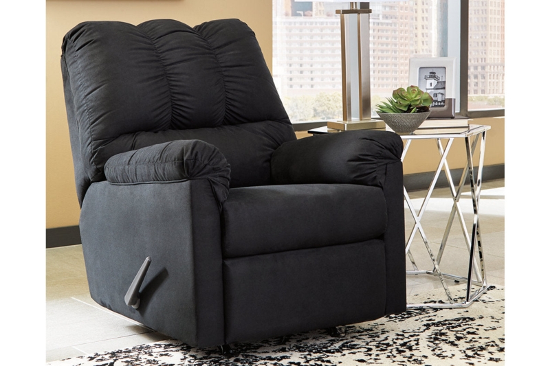 Manual Recliner Charcoal Channeled Back Fabric Chair