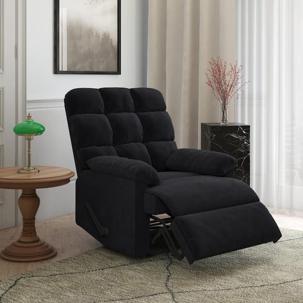 Manual Recliner Charcoal Segmented Tufted Back Microfiber Armchair