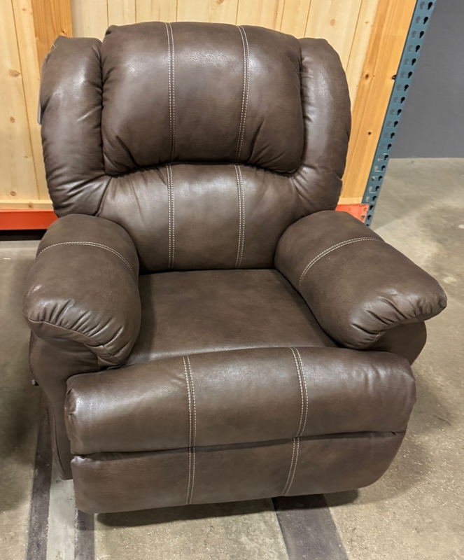 Manual Recliner Dark Brown Oversized Contrast Stitching