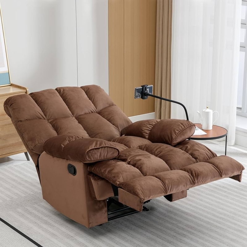 Manual Recliner featuring Box Tufting and Phone Mount