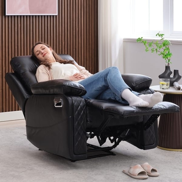 Manual Recliner featuring Quilted Diamond Pattern Side Panels