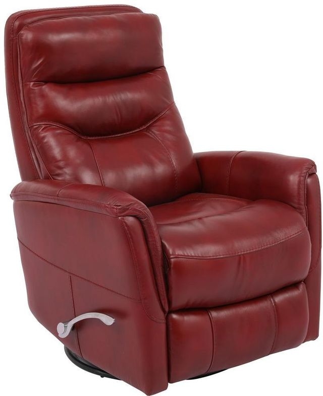 Manual Recliner in Rouge with Segmented Back and Contemporary Swivel Base