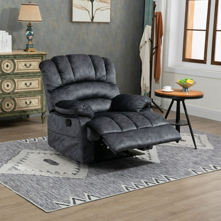 Manual Recliner Mottled Texture Overstuffed Padded Arms Casual