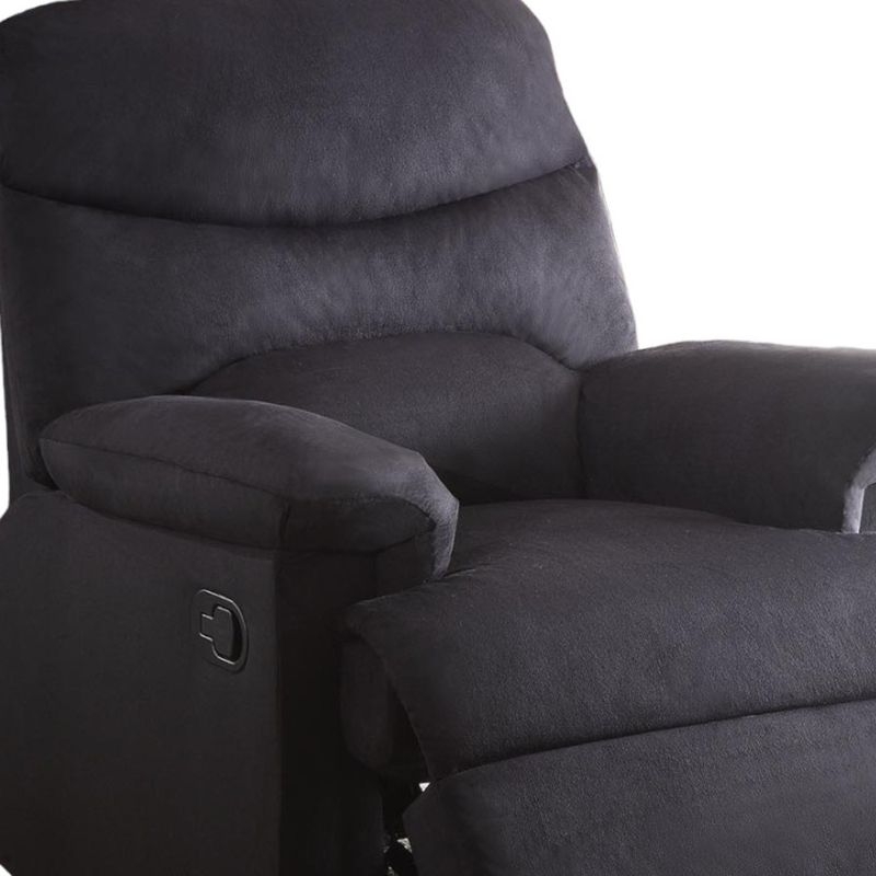 Manual Recliner Plush Black Microfiber Split Back Design