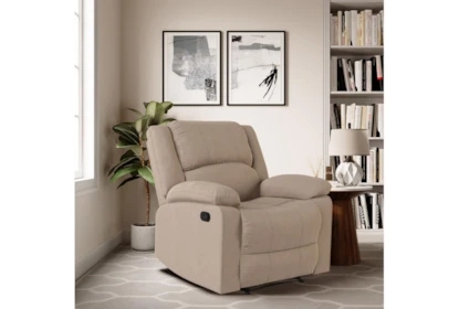 Manual Recliner Plush Divided Back Overstuffed Arms Velvet Like