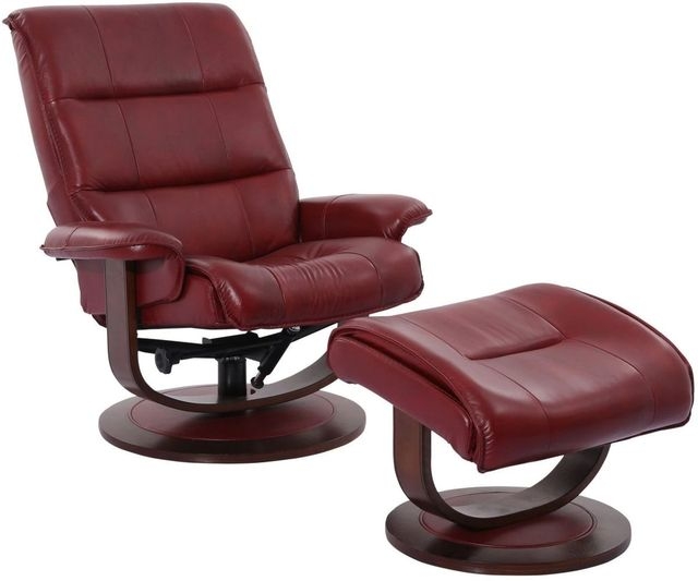Manual Recliner Set with Pedestal Swivel Base and Matching Ottoman
