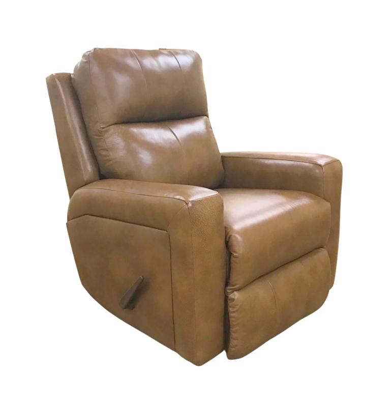 Manual Recliner Tan Leather-Like Split Back Square Arms