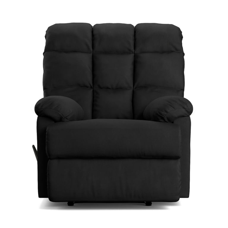 Manual Recliner Triple Bolster Back Black Pillow Top Arms