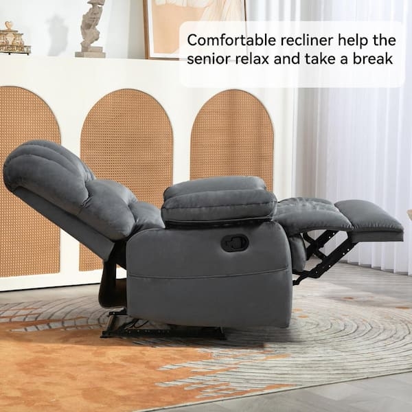 Manual Recliner with Three Tier Backrest and Pillow Top Arms