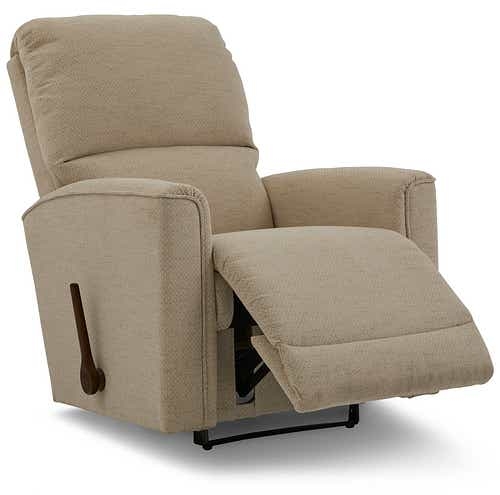 Manual Recliner with Track Arms and Tiered Back Cushion, Beige Fabric