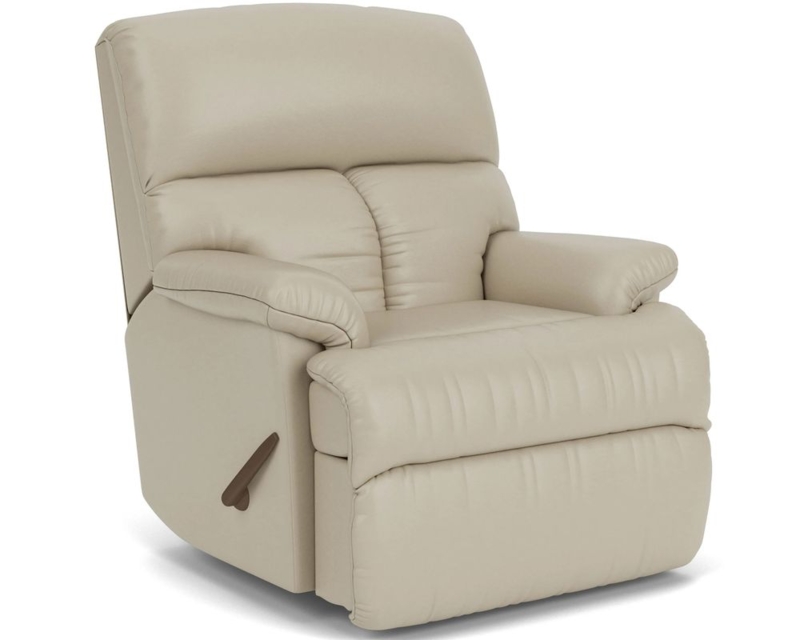 Manual Reclining Armchair in Cream Leather-like material with Side Lever