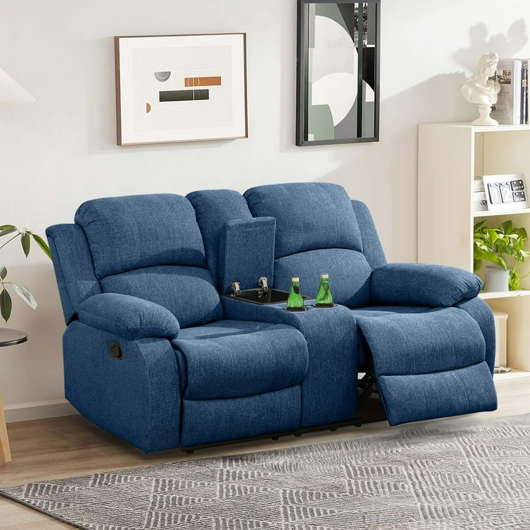 Manual Reclining Loveseat with Center Console and Cup Holders