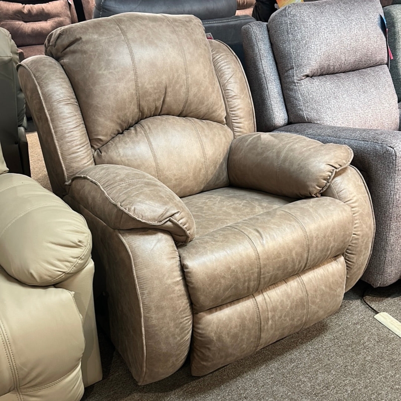 Manual Rocker Recliner Taupe Divided Back Plush Pillow Arms