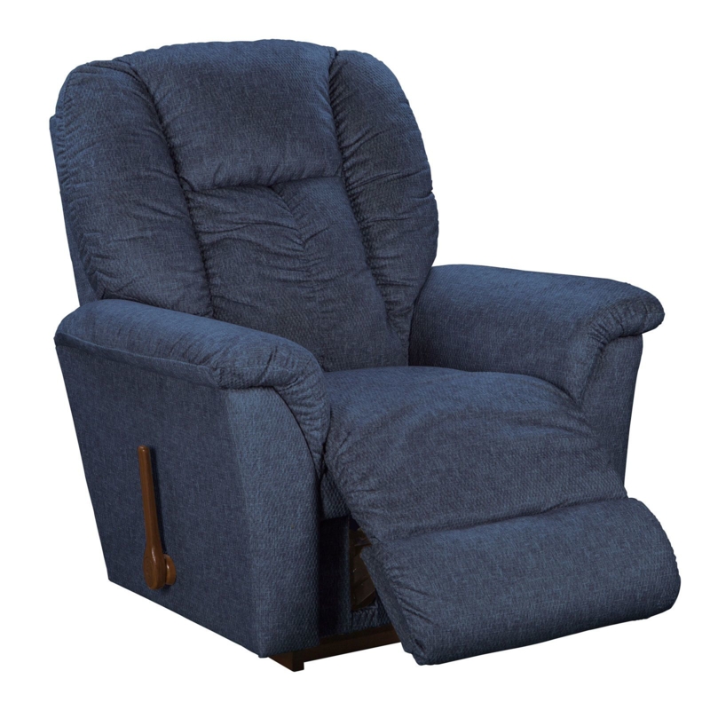 Manual Rocker Recliner with Channel Stitched Back and Wood Lever