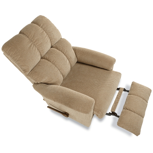 Manual Rocking Recliner with Three Tier Back in Beige Ribbed Fabric