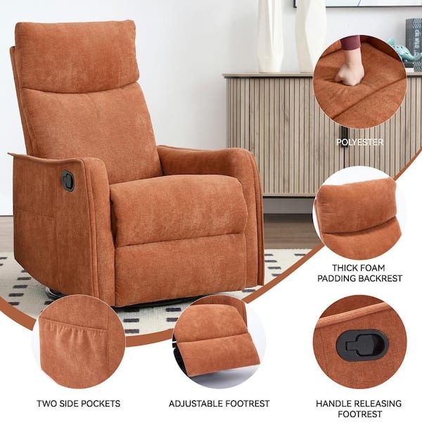 Manual Swivel Glider Recliner with Adjustable Footrest