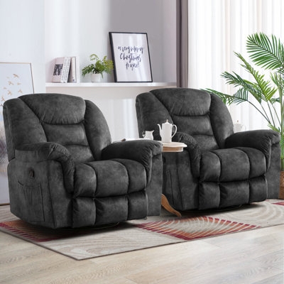 Manual Swivel Glider Recliners with Overstuffed Microfiber Finish