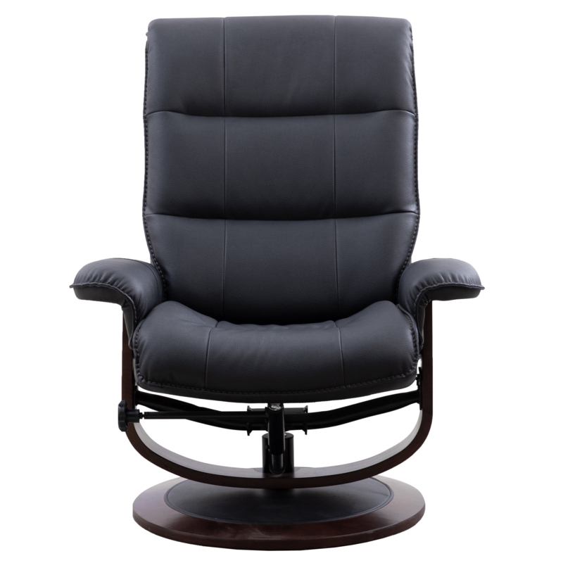 Manual Swivel Recliner Chair Tension Knob Leather Like Wood Pedestal
