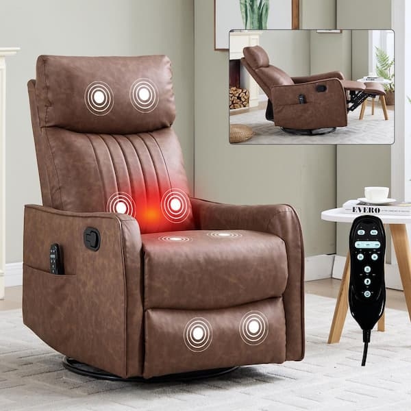 Manual Swivel Recliner Chair with Heat and Massage Functions