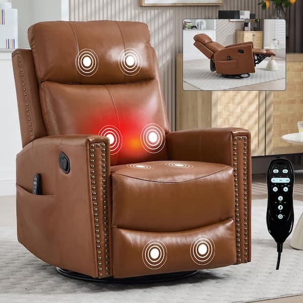 Manual Swivel Recliner Side Pocket Heat Massage Function Rocker