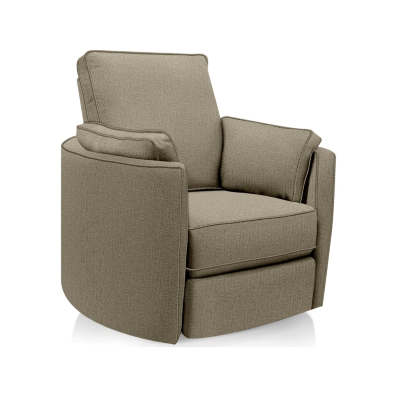 Manual Swivel Recliner with Rounded Silhouette in Taupe Fabric