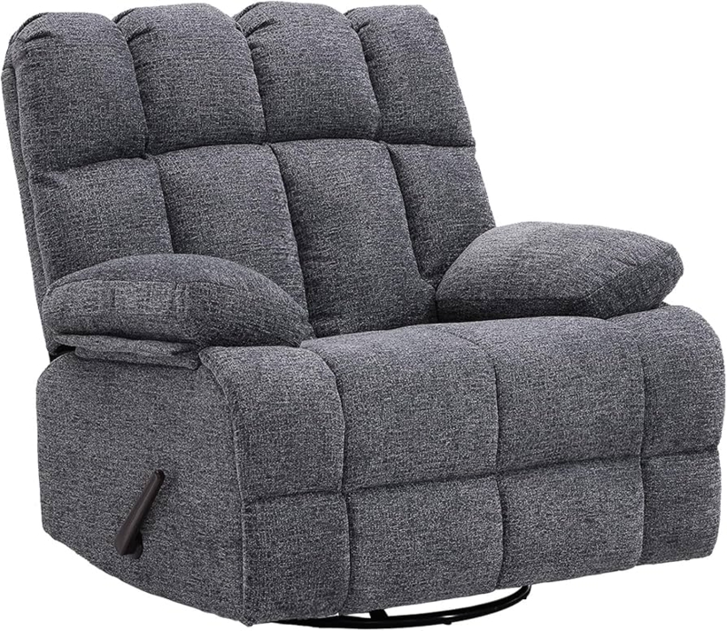 Manual Swivel Rocker Recliner Chair with Woven Texture