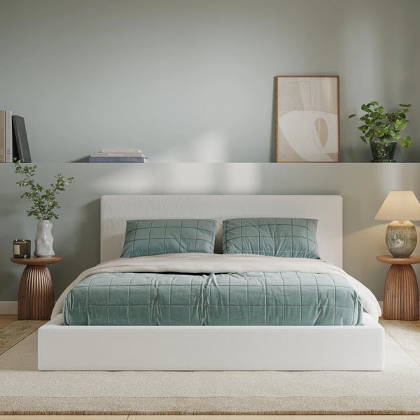 Marshmallow Style Platform Bed White Low Profile Upholstered