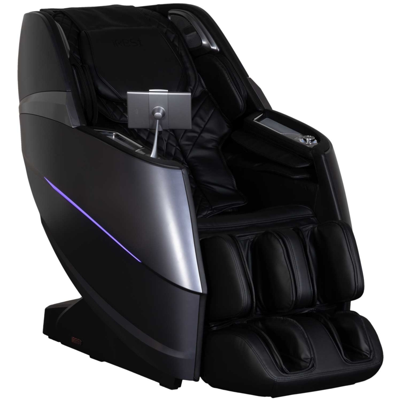 Massage Chair Futuristic 4D Recliner Black with Purple LED Accent Strip