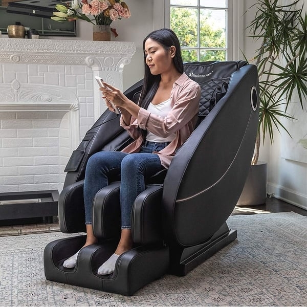 Massage Chair Home Spa Furniture Black Pod Silhouette Quilted