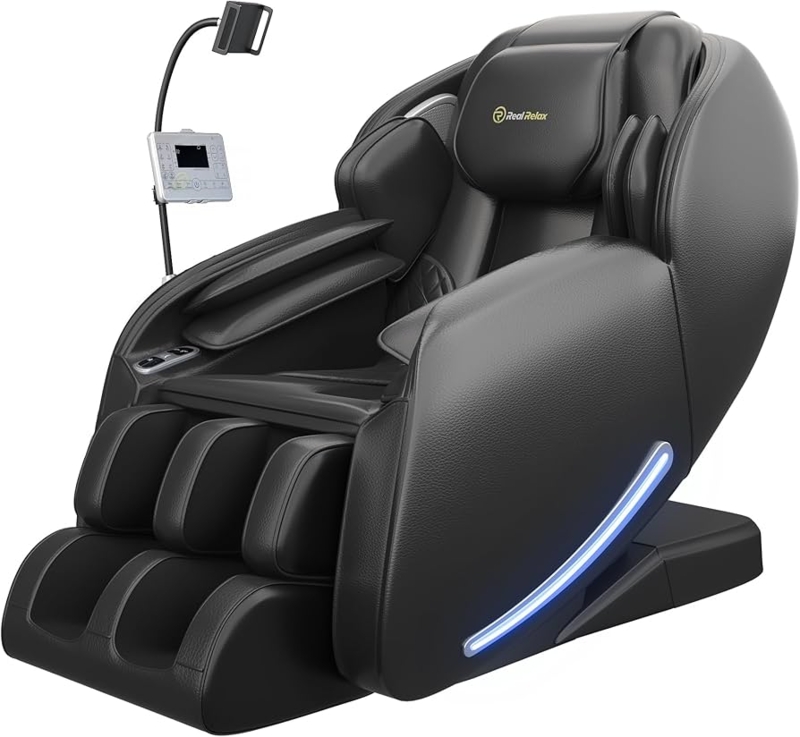 Massage Chair Modern SL-Track Shiatsu Recliner with Blue LED Accent