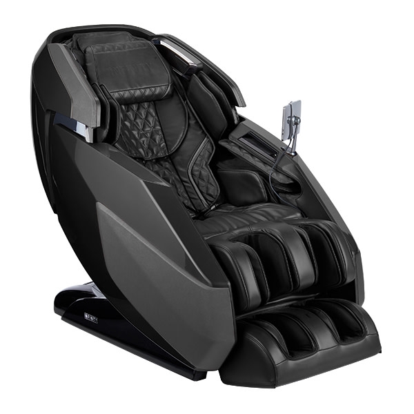 Massage Chair Quilted Recliner High Tech Black with Tablet Mount
