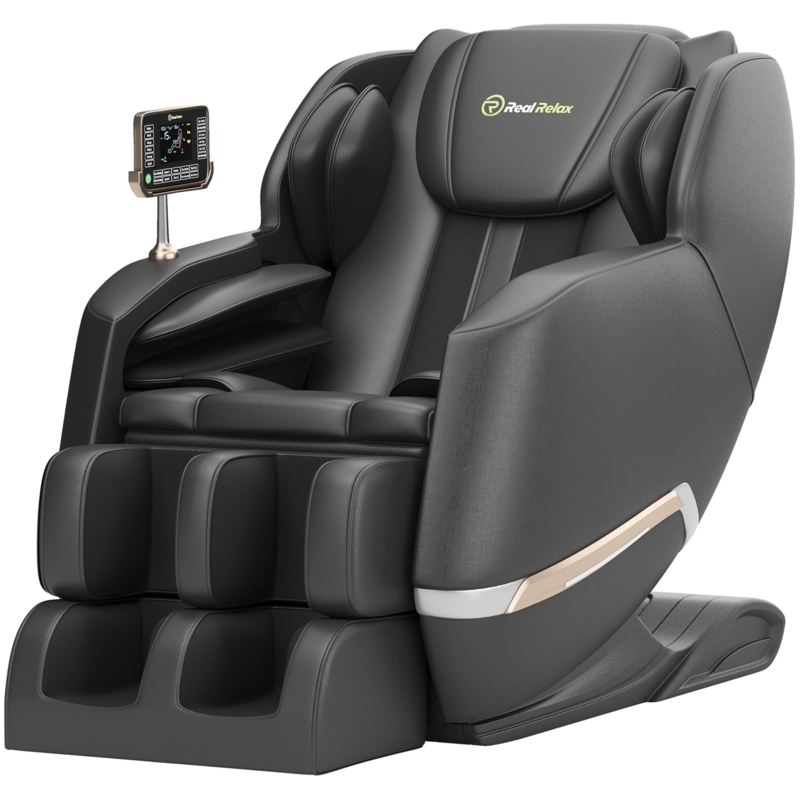 Massage Chair Shiatsu Recliner Black with Rose Gold Metallic Accents