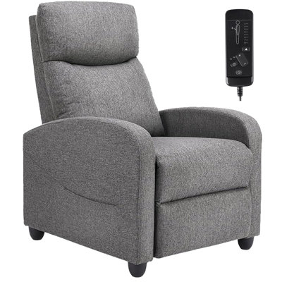 Massage Recliner Chair, Compact Heathered Gray, Remote Control