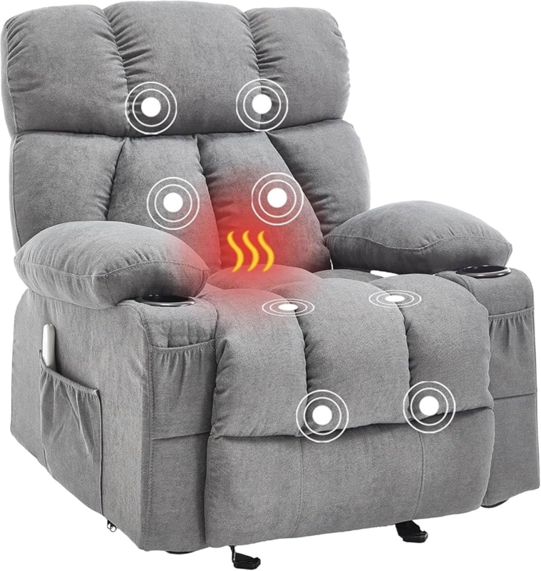Massage Rocker Recliner with Heat and Overstuffed Cushioning