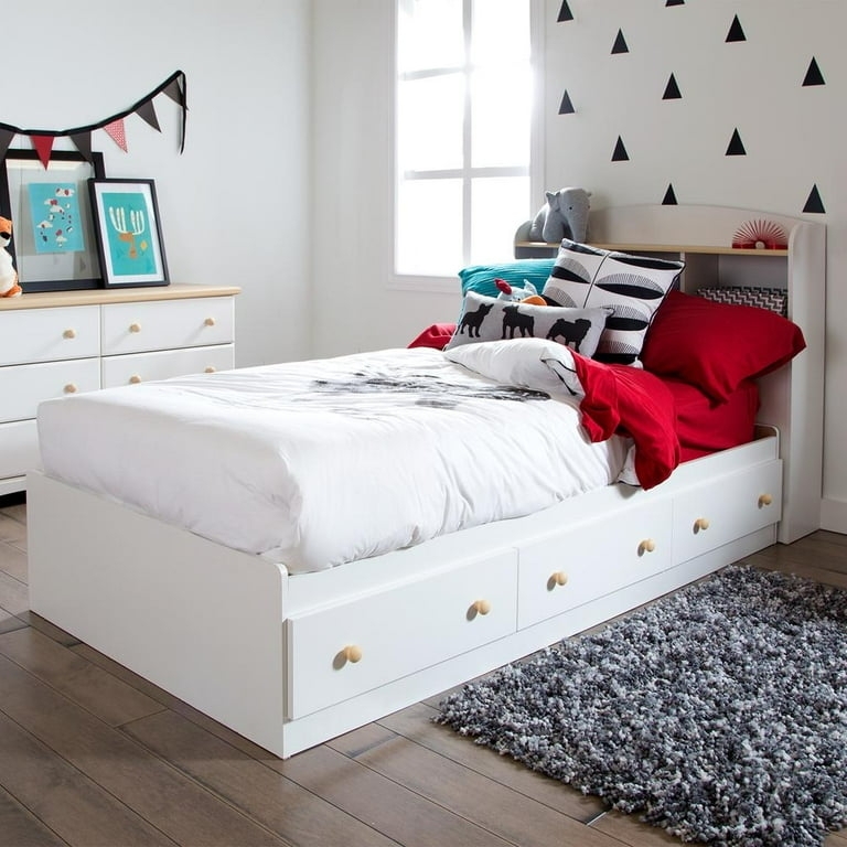 Mate's Storage Bed with Maple Knobs and Bookshelf Headboard