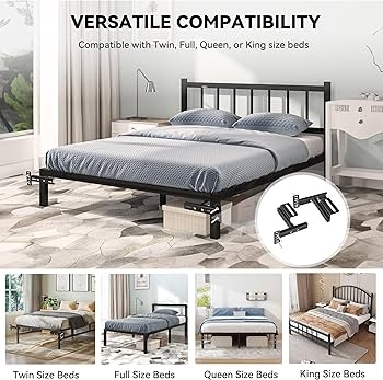 Matte Black Headboard Brackets with Universal Compatibility
