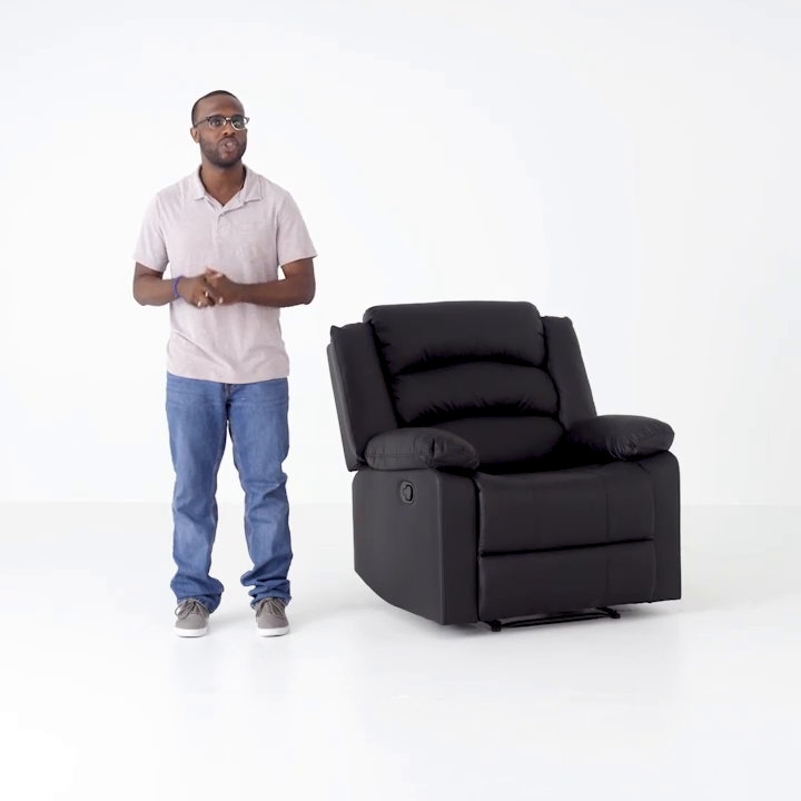 Matte Black Manual Recliner with Tiered Backrest and Arms