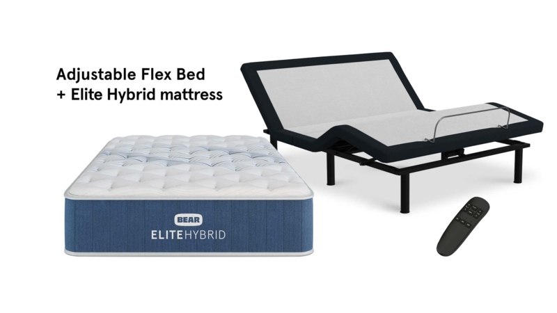 Mattress And Foundation Set Articulated Base Navy Blue Hybrid